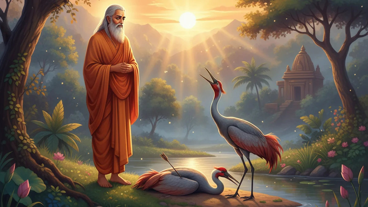 Illustration for Valmiki Becomes a Poet - a sage stories Hindu Epics story with moral lessons