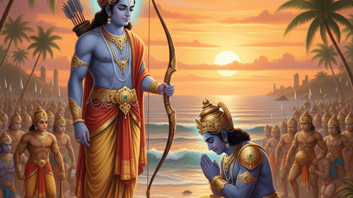 Vibhishana Joins Rama - Stories from the Ramayana story illustration from Hindu Epics