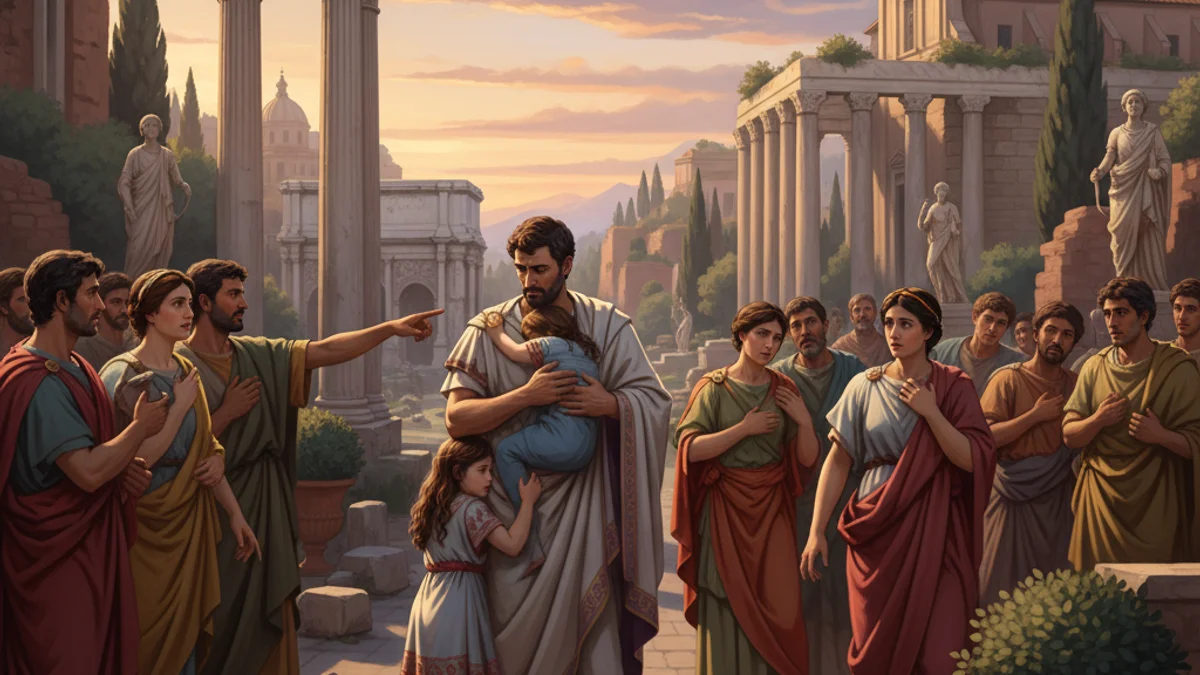 Virginia's Sacrifice - Roman Virtues story illustration from Roman Mythology