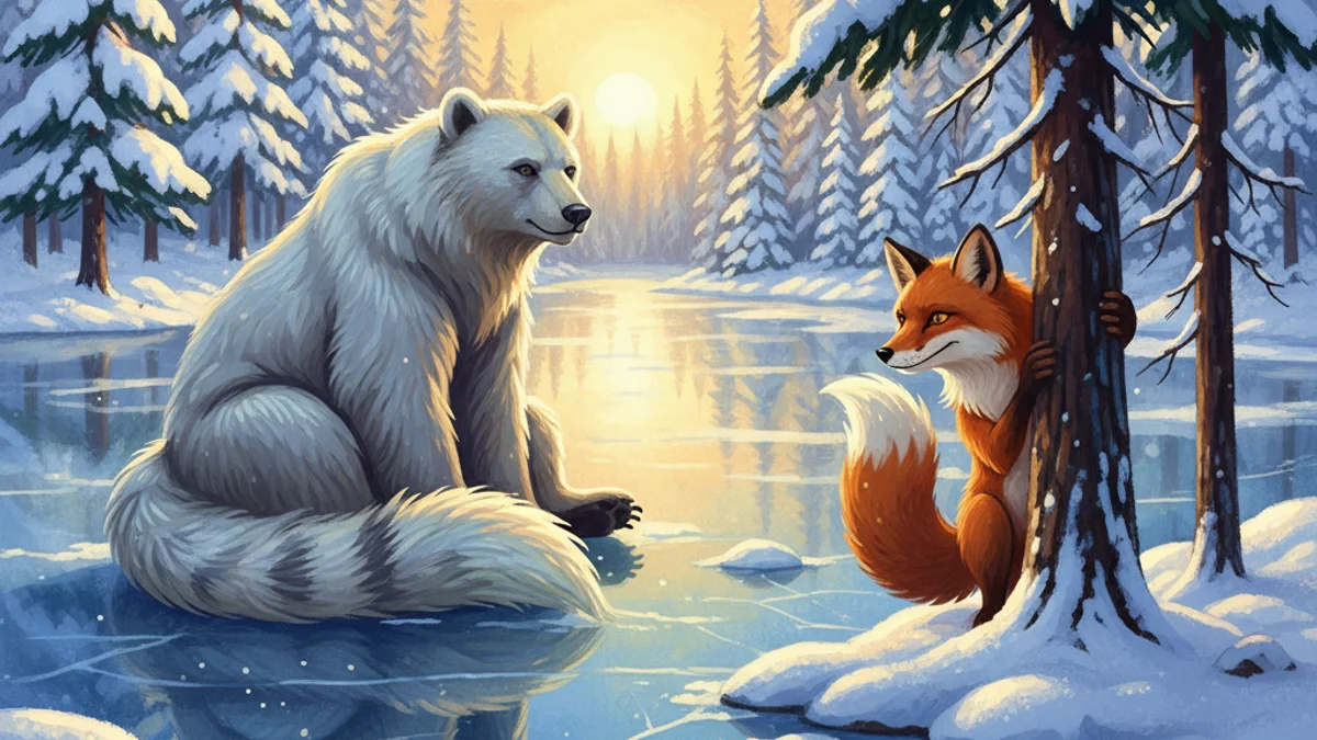 Why Bear Has a Stumpy Tail - Animal Myths story illustration from Native American Legends