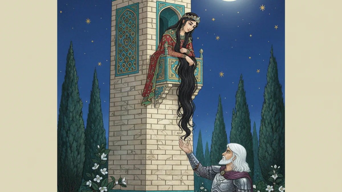 Illustration for Zal and Rudabeh - a shahnameh heroes Persian Mythology story with moral lessons