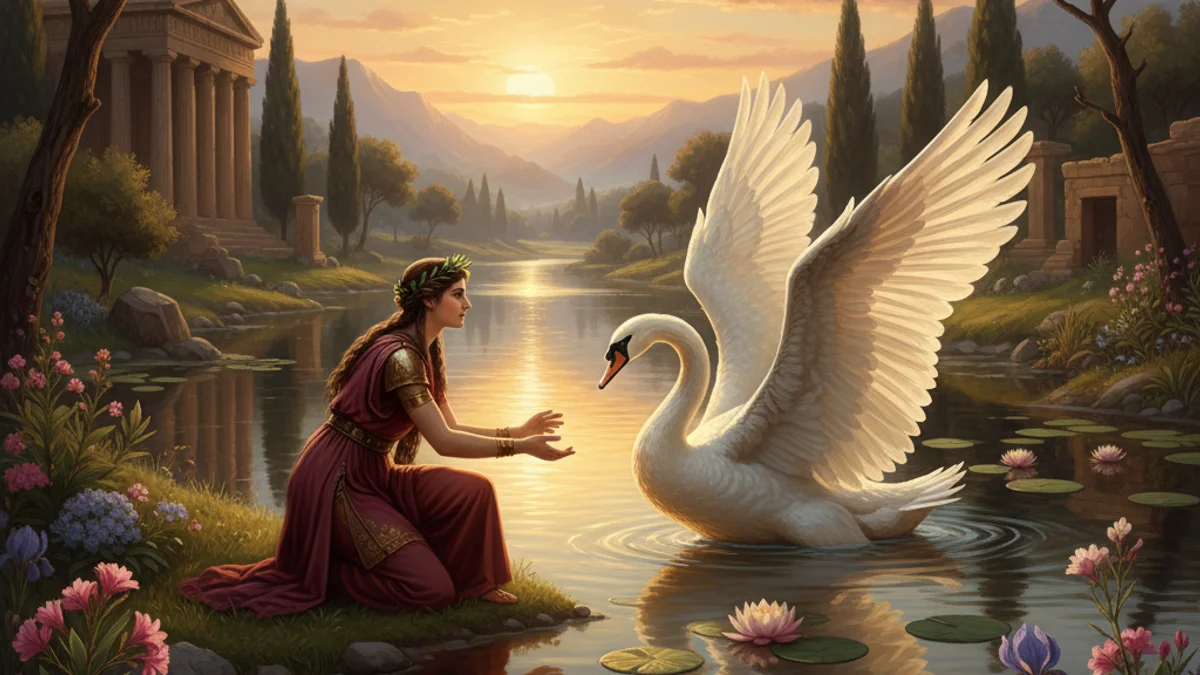 Illustration for Zeus and Leda - a olympian gods Greek Myths story with moral lessons