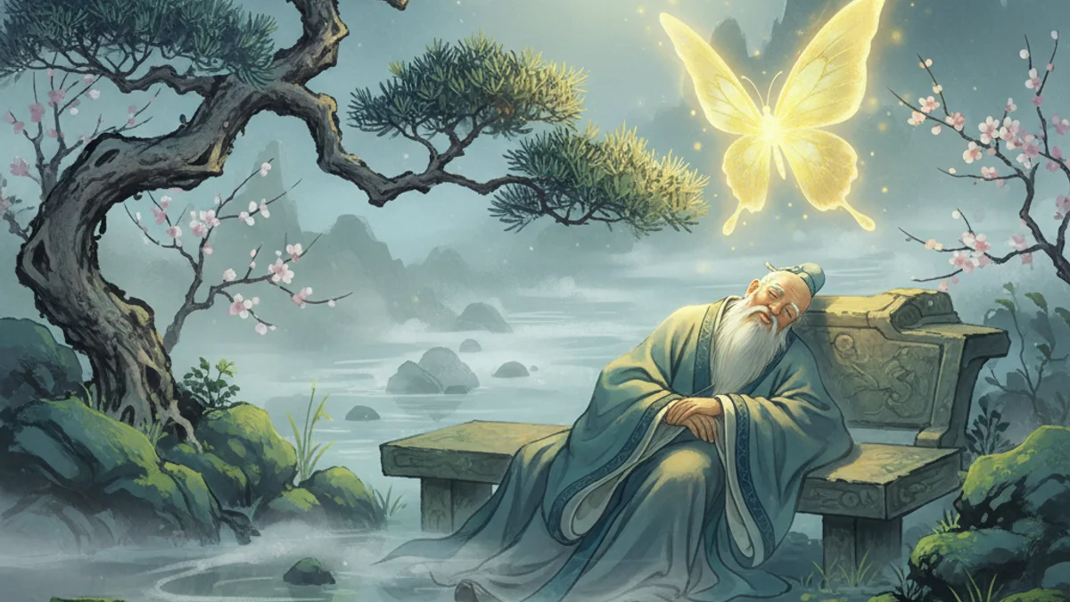 Zhuangzi and the Butterfly - Tales of Ancient Thinkers story illustration from Stories of Famous Philosophers