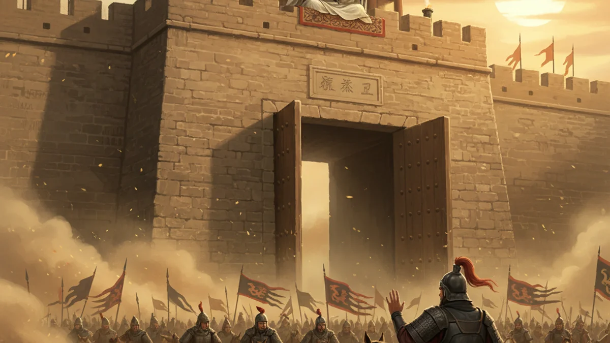 Illustration for Zhuge Liang's Empty Fort - a famous heroes Chinese Legends story with moral lessons