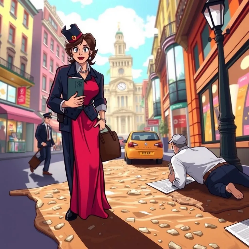 ఒక కాస్వే - Aesop's Fable illustration featuring ధనవంతురాలు and  పోలీసు అధికారి