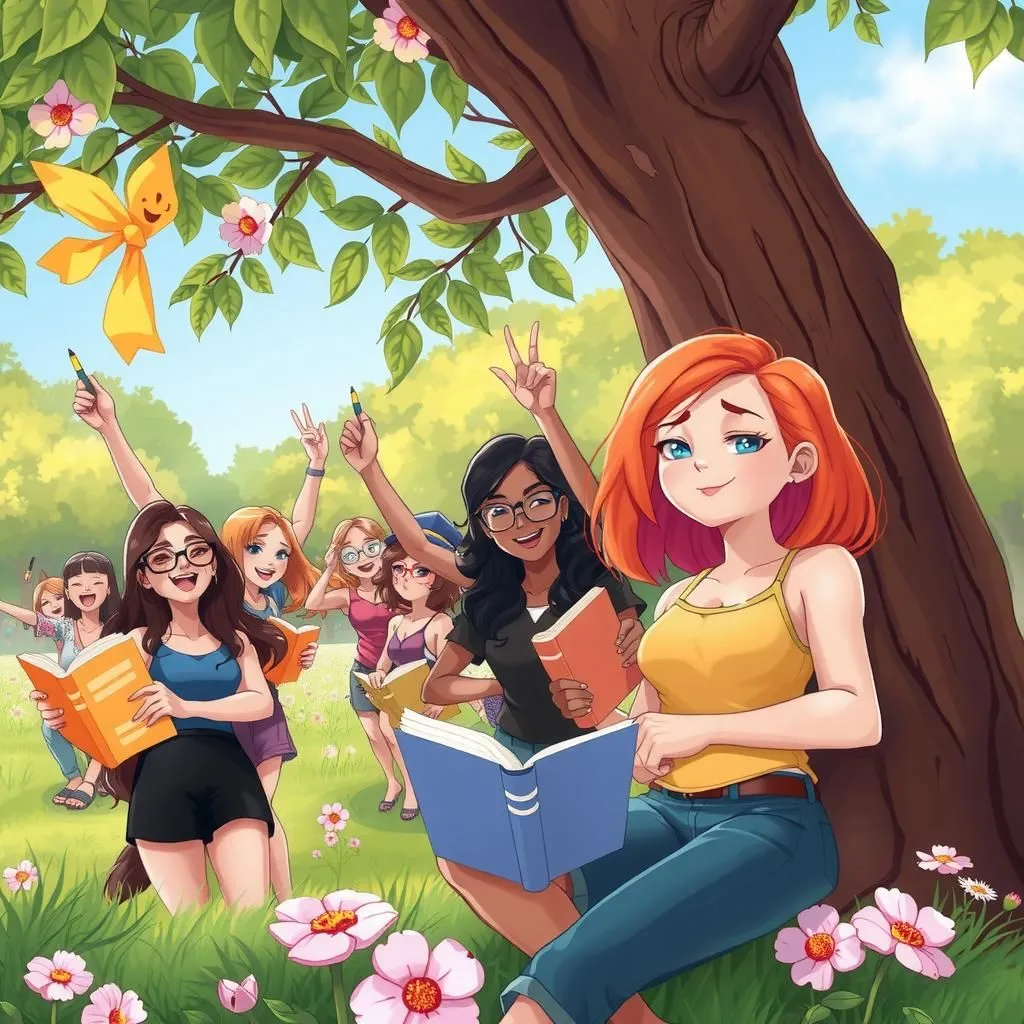 A Weary Echo - Aesop's Fable illustration featuring Echo and  female writers