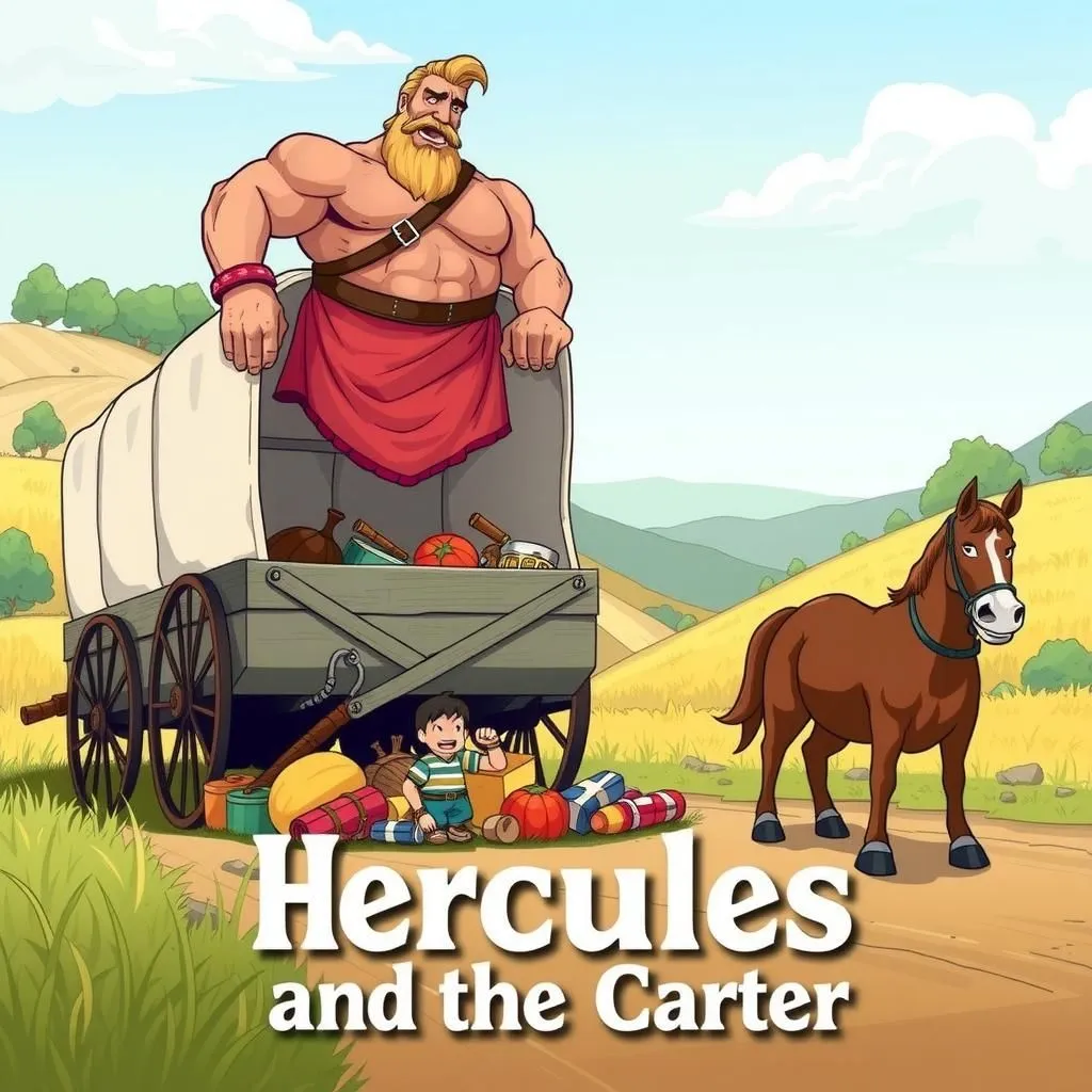 Hercules and the Carter - Aesop's Fable illustration featuring Carter and  Hercules