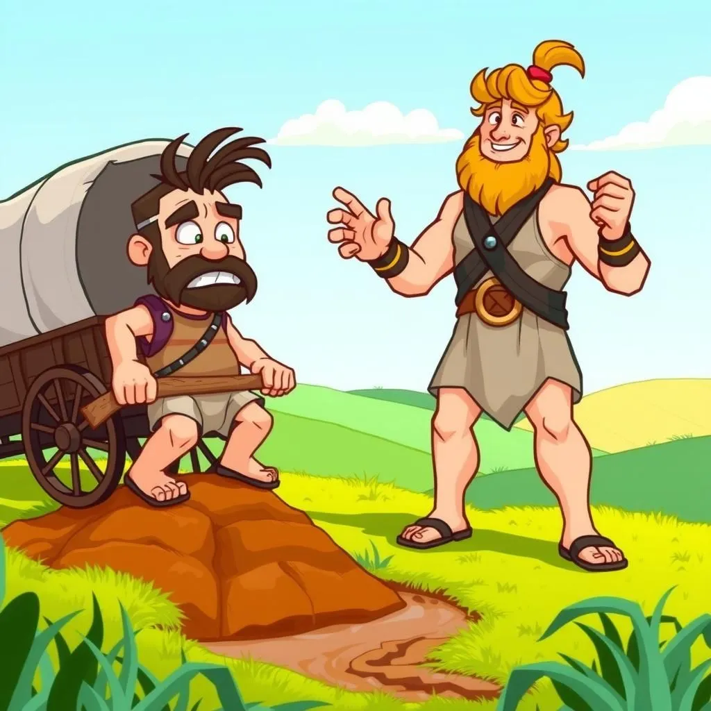Hercules and the Wagoner - Aesop's Fable illustration featuring Carter and  Hercules