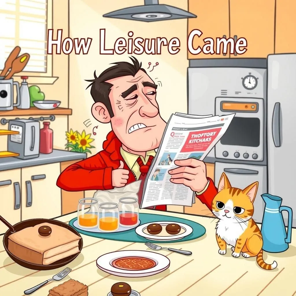 Come è nato il tempo libero. - Aesop's Fable illustration featuring Uomo per cui il tempo era denaro and  forchettina da sottaceti