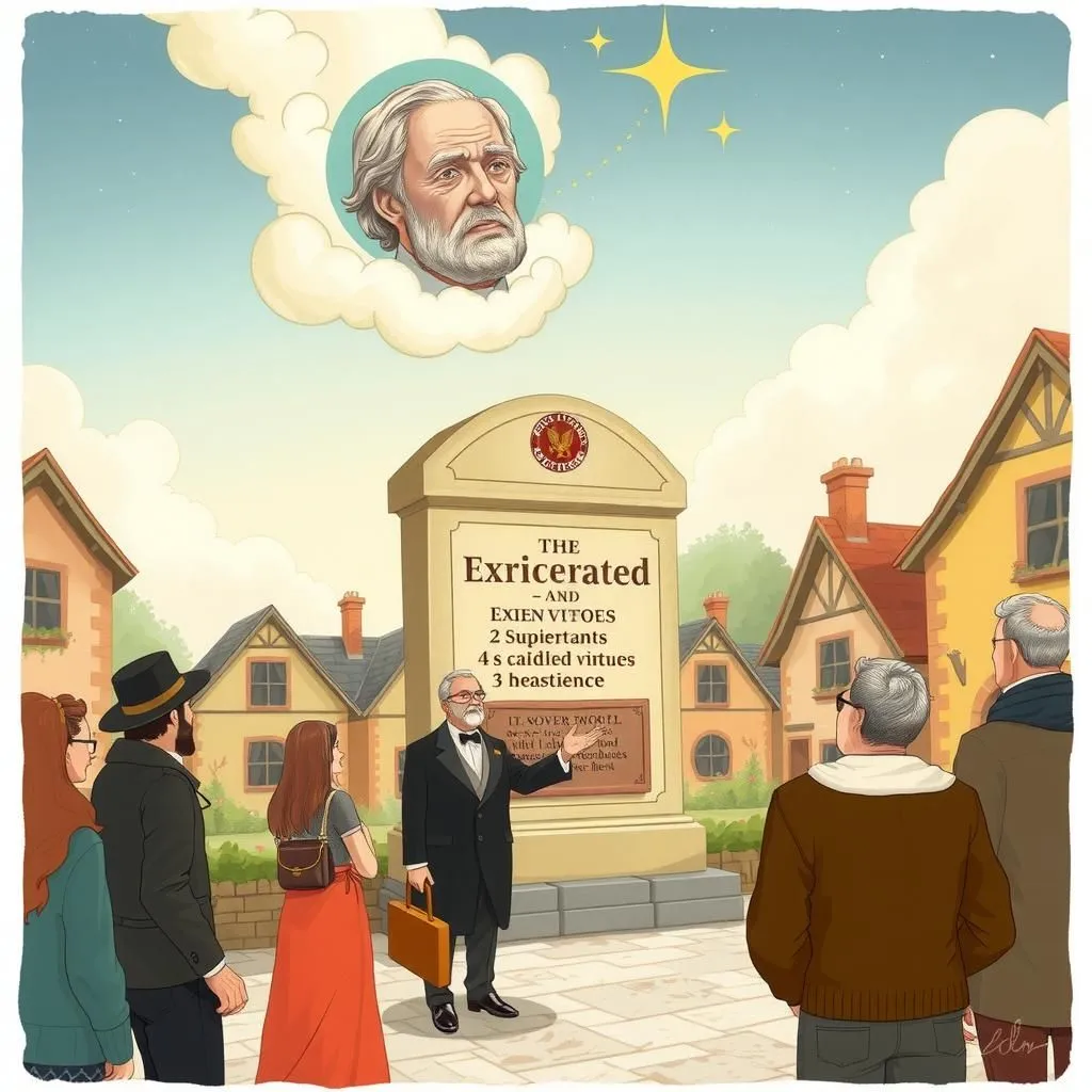 సరియైన స్మారకం. - Aesop's Fable illustration featuring ఒక ఉన్నత ప్రజా అధికారి and  ఇతర ఉన్నత ప్రజా అధికారి