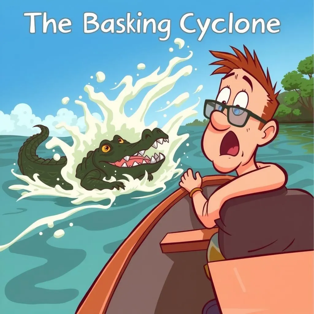 The Basking Cyclone - Aesop's Fable illustration featuring NEGRO and  Alligator
