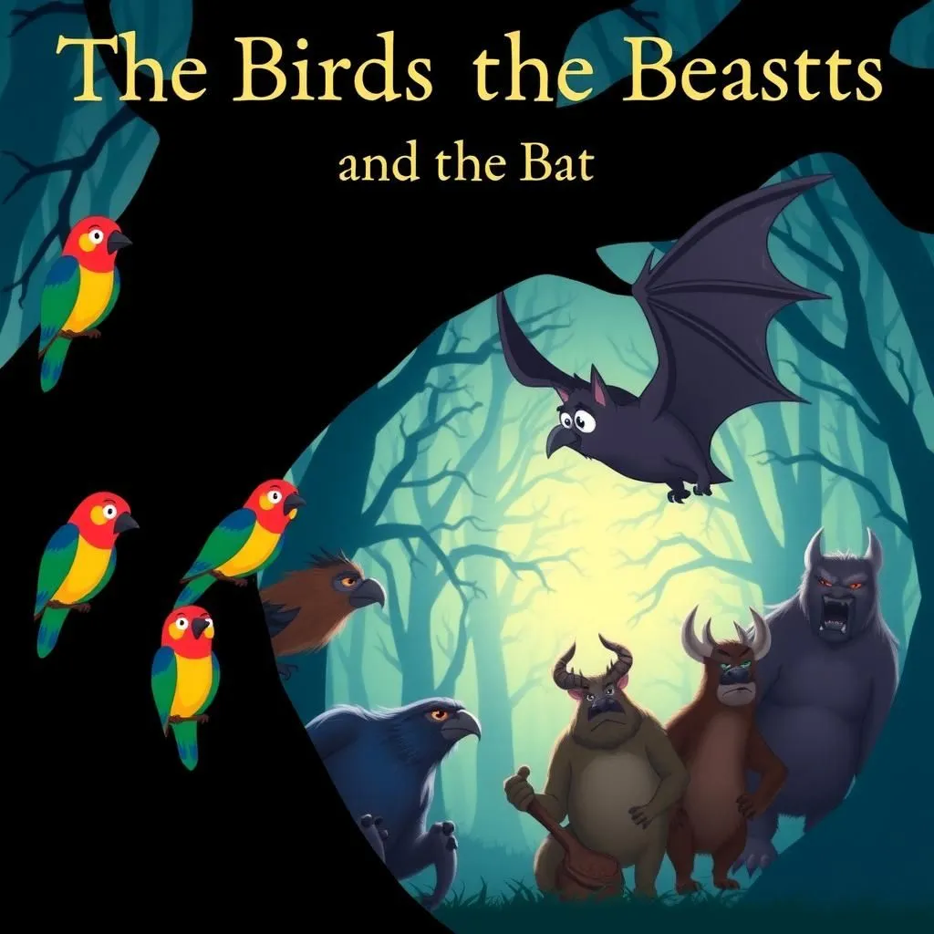 Gli Uccelli, le Bestie e il Pipistrello - Aesop's Fable illustration featuring Uccelli and  Bestie