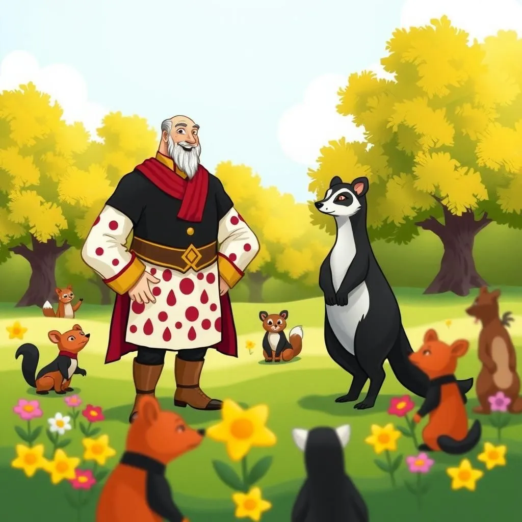 Ang Maruming Eskudo at ang Dumihang Ermine. - Aesop's Fable illustration featuring Mantsang Sagisag and  Maruming Ermine