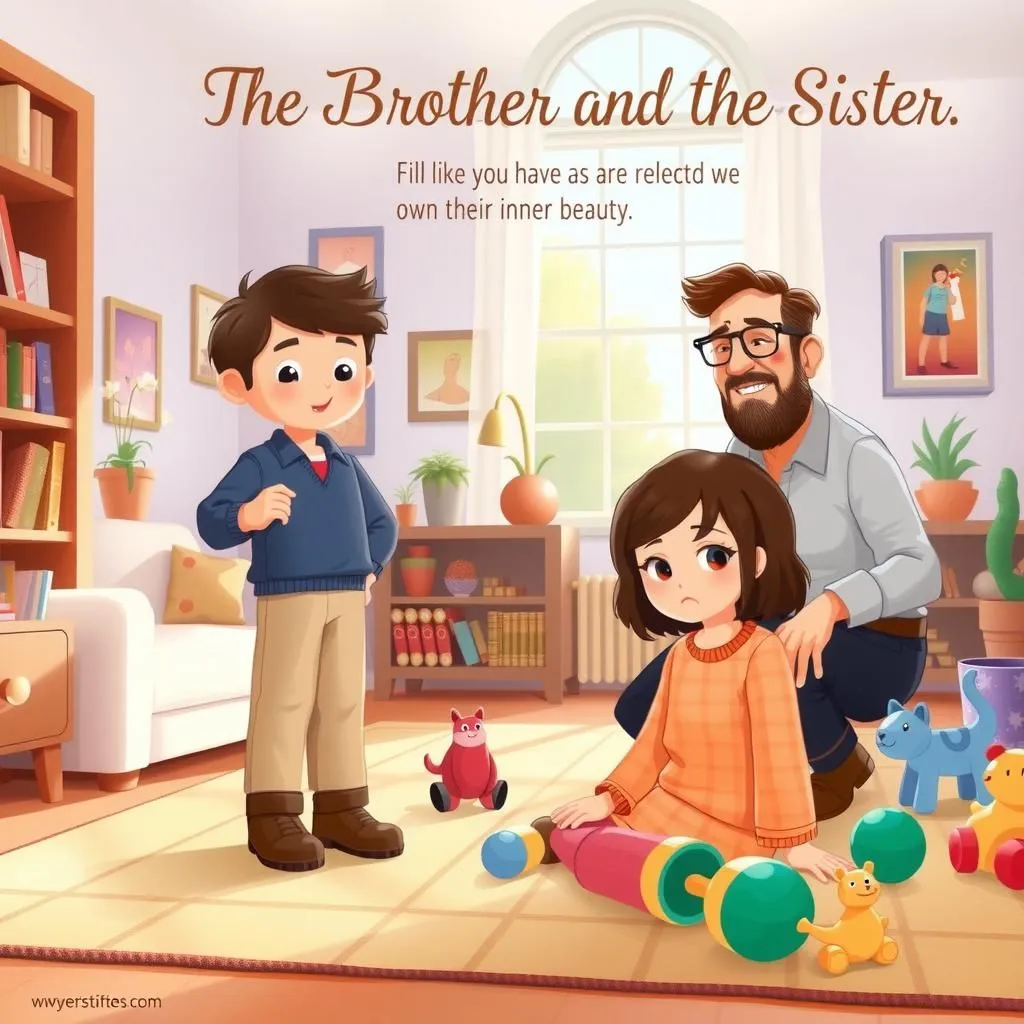 Ang Kapatid na Lalaki at ang Kapatid na Babae. - Aesop's Fable illustration featuring Ama and  Anak na Lalaki