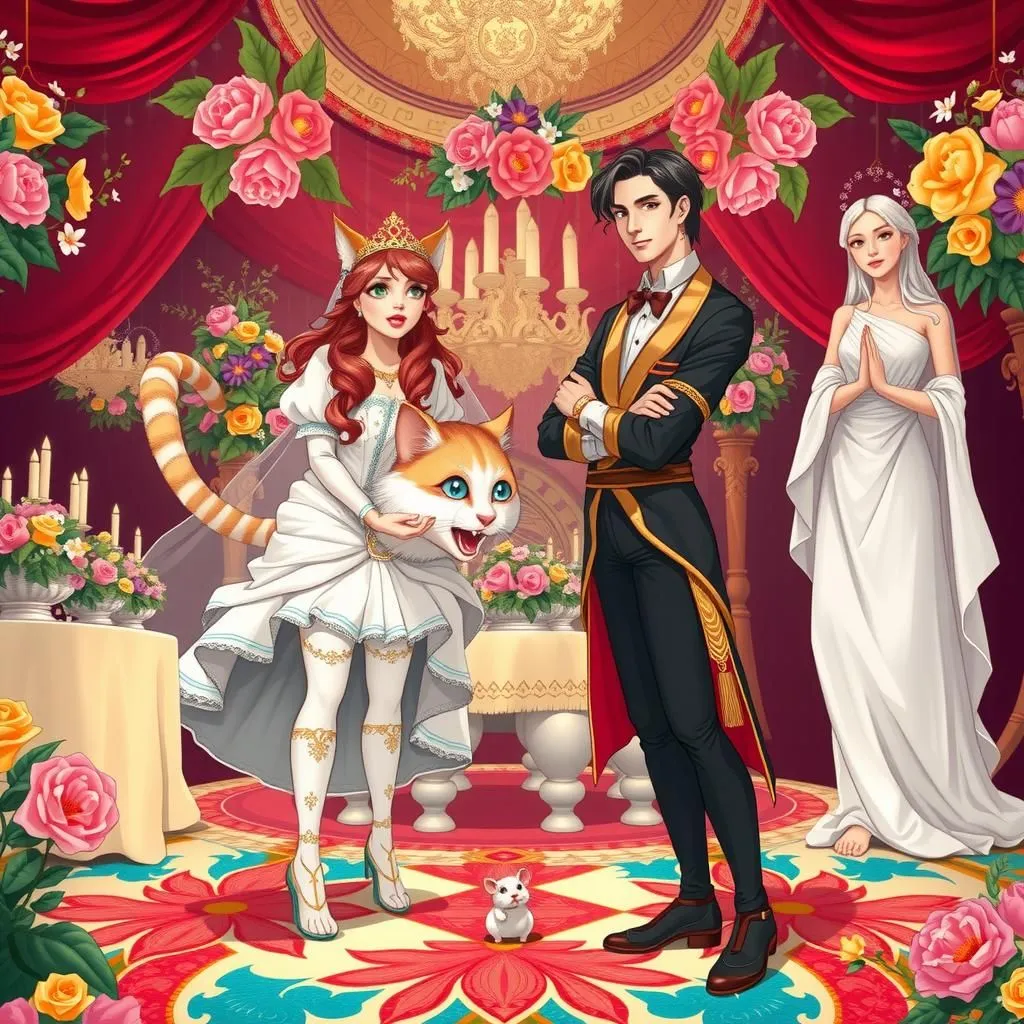 The Cat-Maiden - Aesop's Fable illustration featuring Jupiter and  Venus