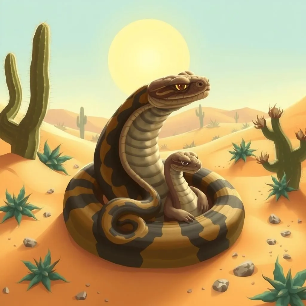 క్రైస్తవ సర్పం - Aesop's Fable illustration featuring రాటిల్స్నేక్ and  స్మాల్ స్నేక్స్