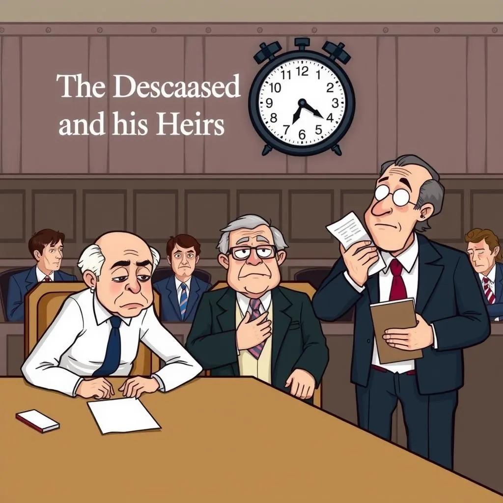 Ang Namatay at ang kanyang mga Tagapagmana. - Aesop's Fable illustration featuring TAO and  Abogado