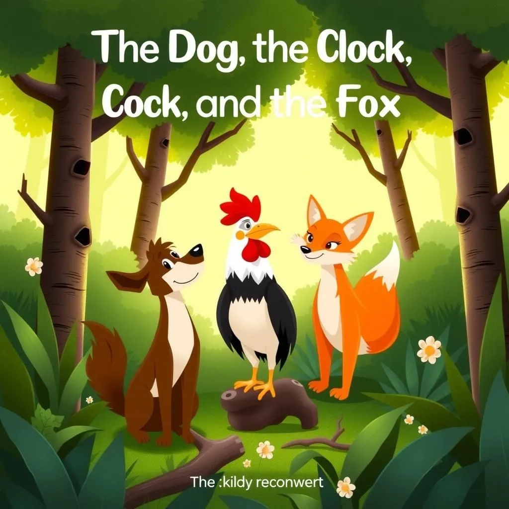 కుక్క, కోడి మరియు నక్క. - Aesop's Fable illustration featuring కుక్క and  కోడి