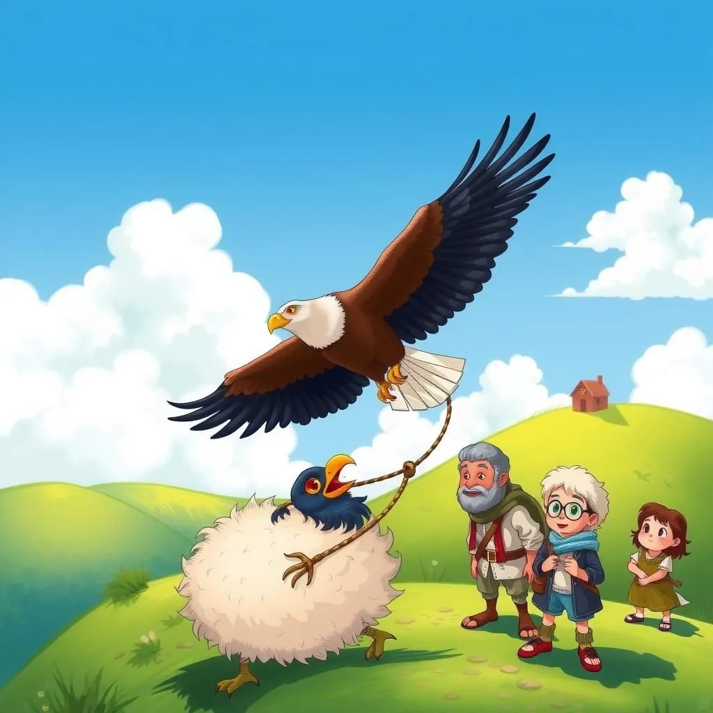 Ang Agila at ang Toreng Ibong Uwak. - Aesop's Fable illustration featuring Agila and  uwak