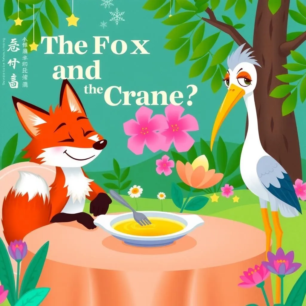 La Volpe e la Gru. - Aesop's Fable illustration featuring Volpe and  Gru