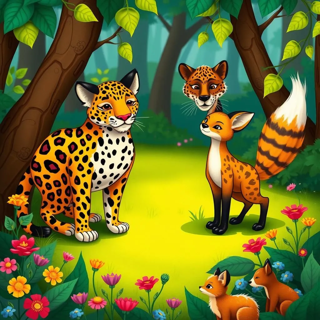 The Fox and the Leopard - Aesop's Fable illustration featuring Fox and  Leopard