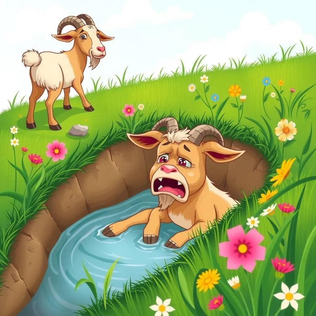 La Capra e l'Asino. - Aesop's Fable illustration featuring Uomo and  Capra