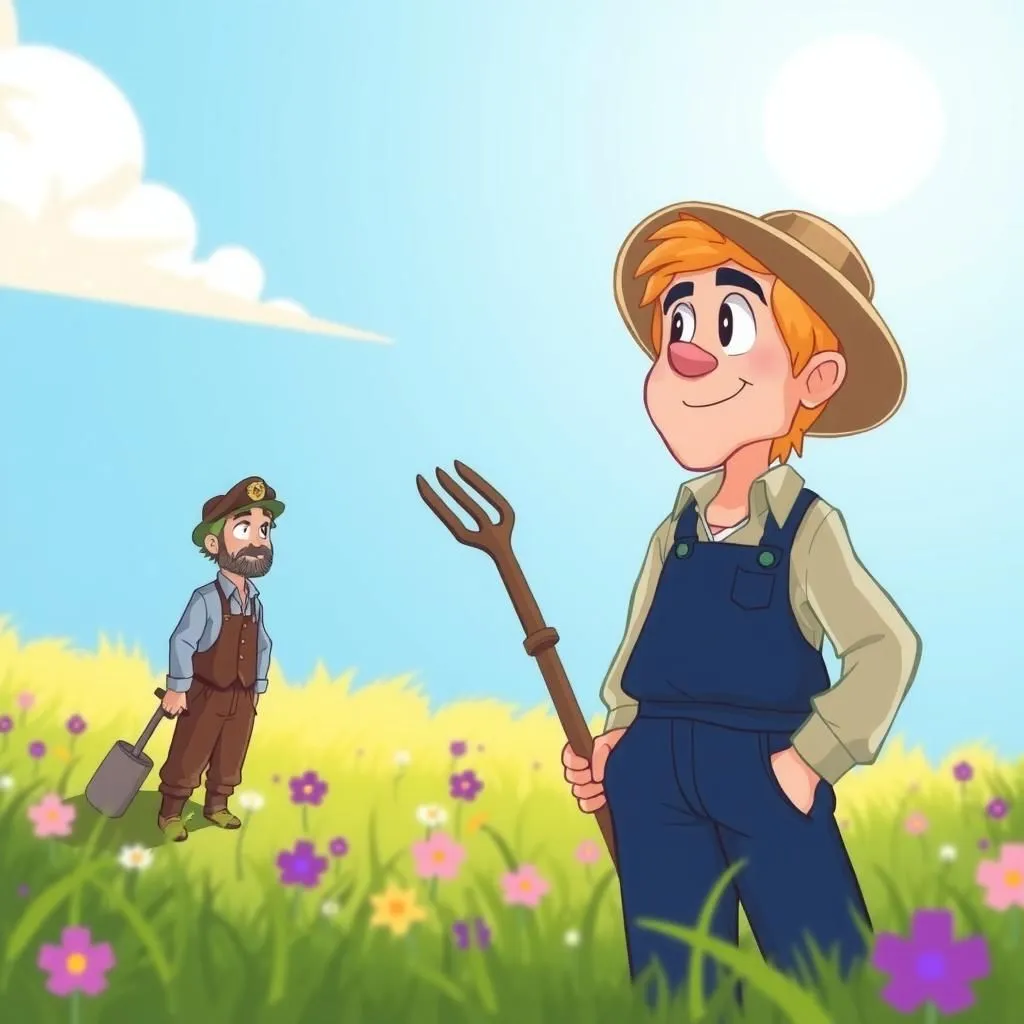 Ang Mapagpakumbabang Magsasaka. - Aesop's Fable illustration featuring Mangangandidato and  Pangulo