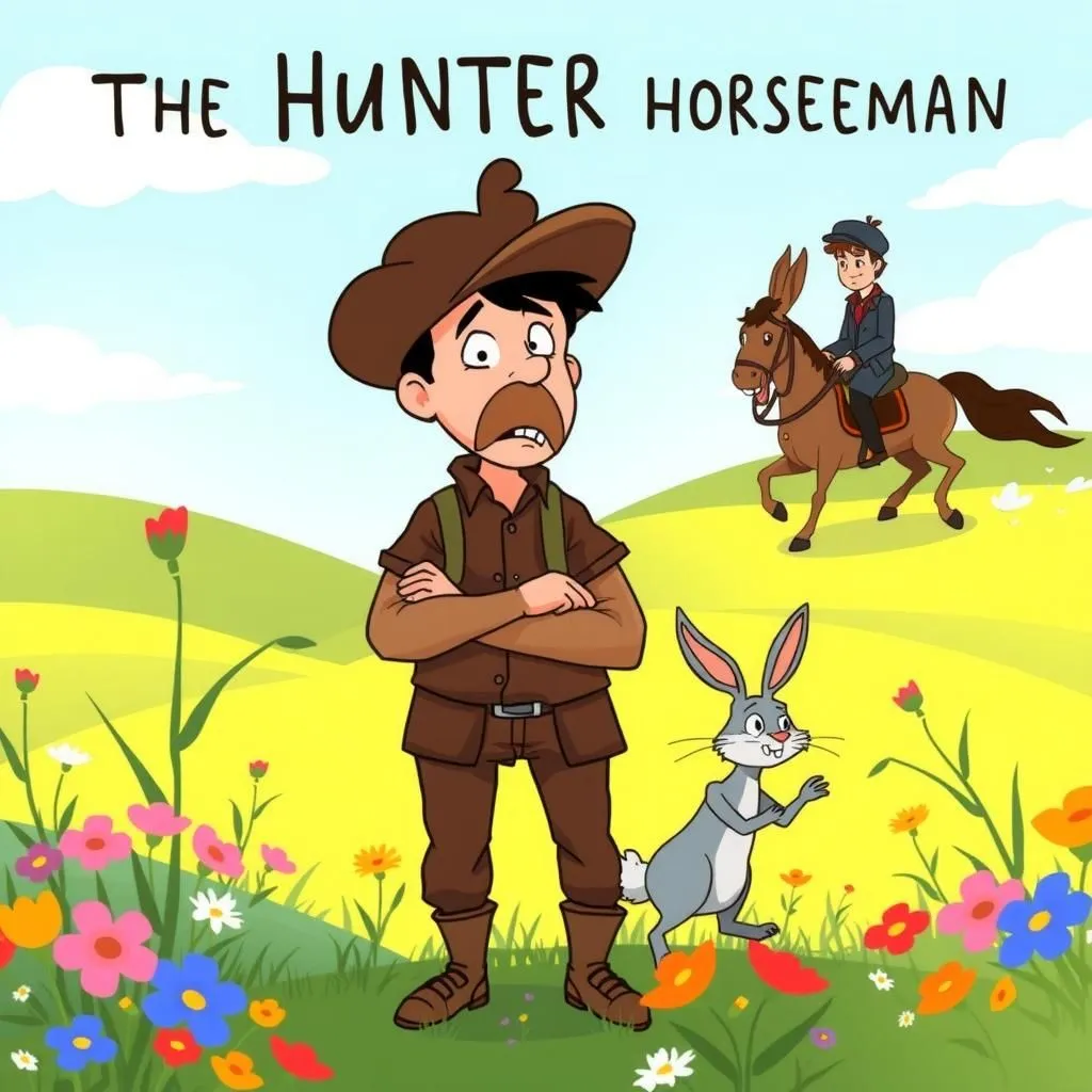Il Cacciatore e il Cavaliere. - Aesop's Fable illustration featuring Il Cacciatore and  il Cavaliere