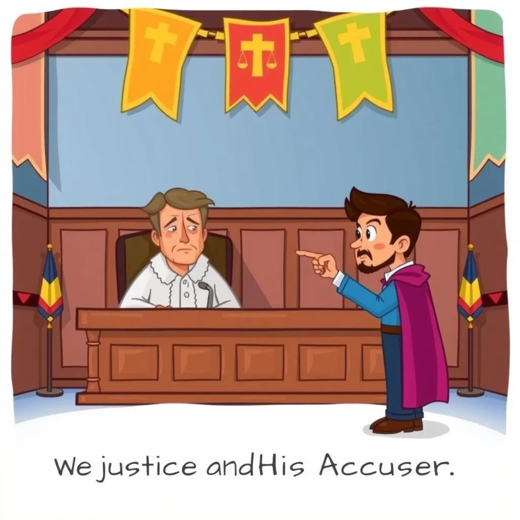 न्यायाधीश और उसका अभियोक्ता। - Aesop's Fable illustration featuring सुप्रीम कोर्ट के न्यायाधीश and  अभियोक्ता।