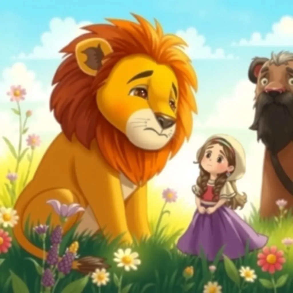 The Lion in Love - Aesop's Fable illustration featuring Sévigné and  lion