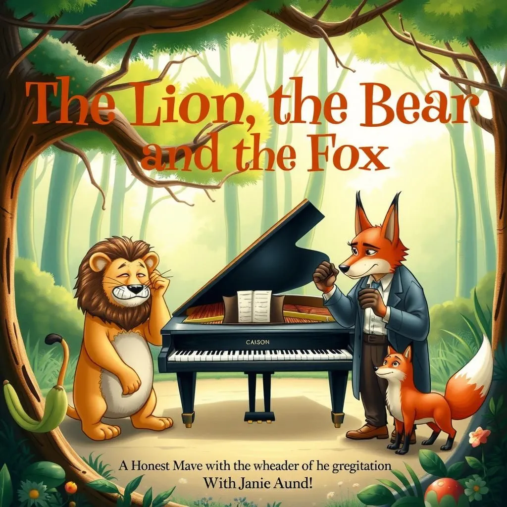The Lion, the Bear, and the Fox - Aesop's Fable illustration featuring Two Thieves and  Honest Man