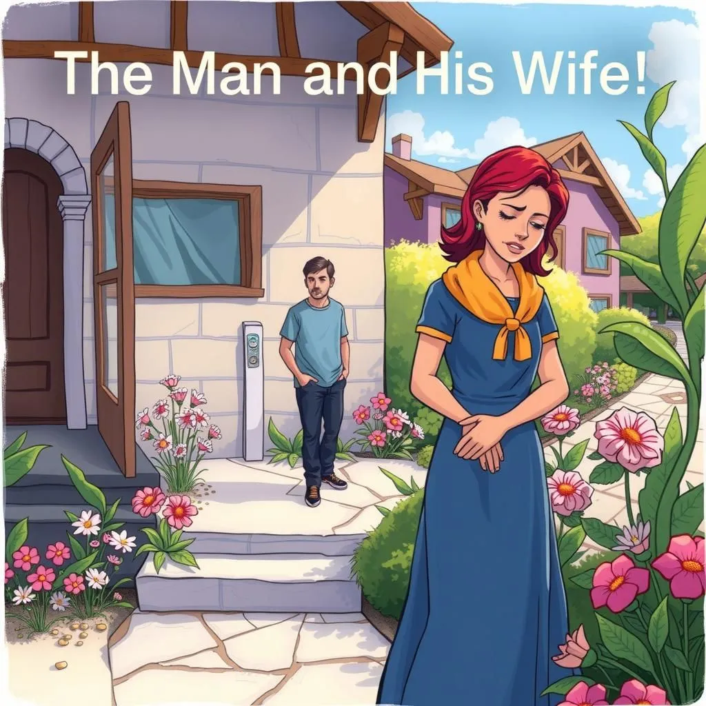 The Man and His Wife - Aesop's Fable illustration featuring Man and  Wife