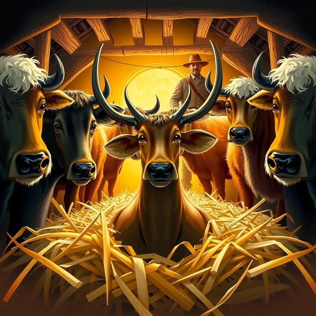 మాస్టర్ కళ్ళు. - Aesop's Fable illustration featuring సారంగం and  ఎద్దులు