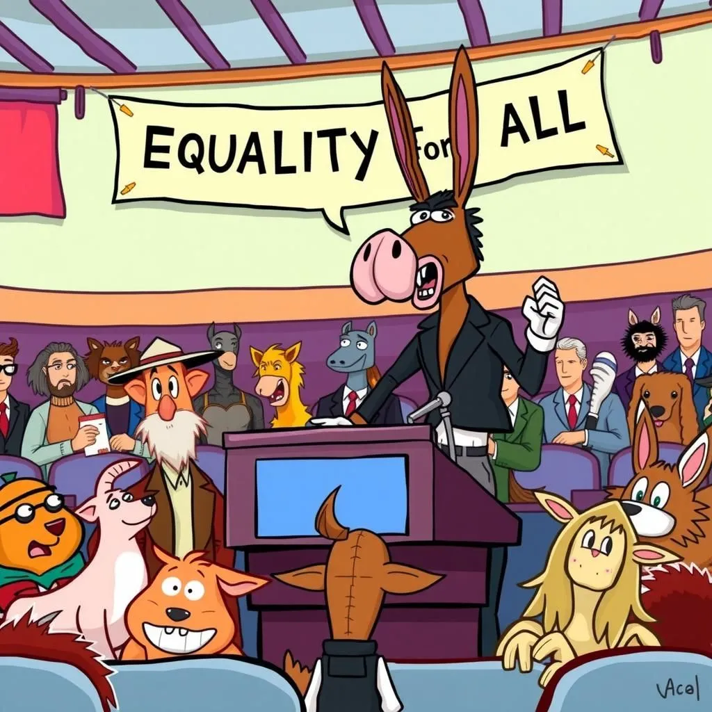 Il proprietario della miniera e il somaro. - Aesop's Fable illustration featuring Proprietario di una miniera d'argento and  Jackass (Asino)