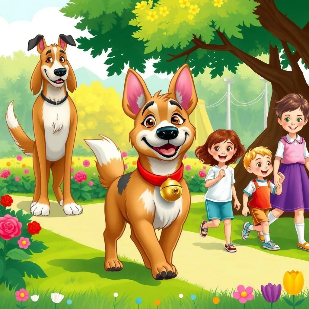 Ang Malikot na Aso - Aesop's Fable illustration featuring Aso and  Panginoon