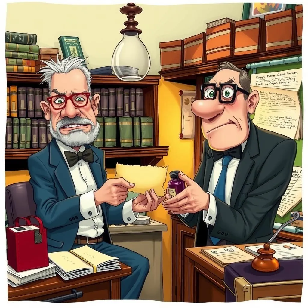 النوسر والملاحظة. - Aesop's Fable illustration about الخداع، الإهمال المالي، الغموض الأخلاقي