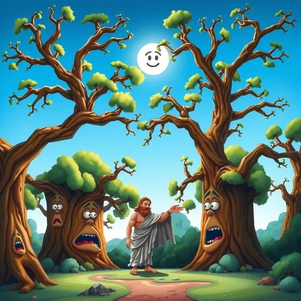 Ang Oaks at Jupiter. - Aesop's Fable illustration featuring Ang Oaks and Jupiter