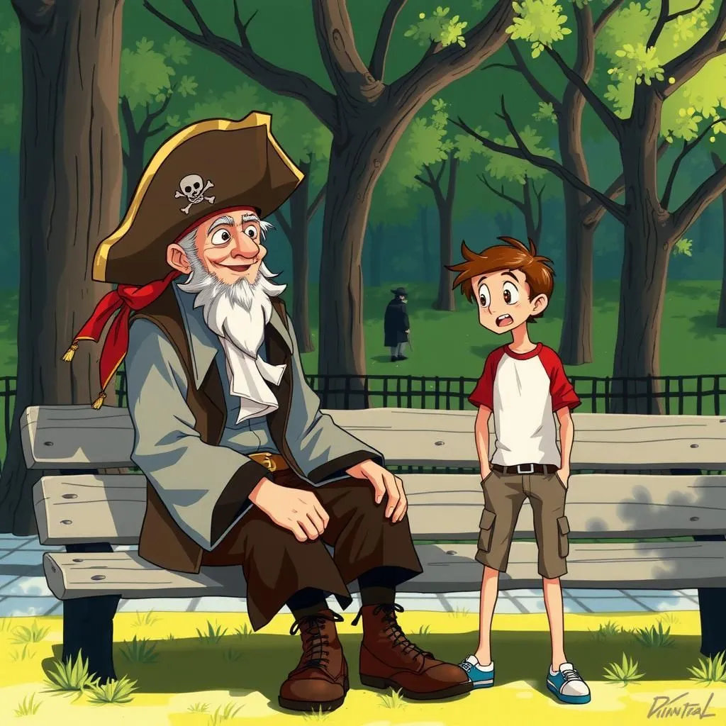 Il Vecchio e l'Allievo. - Aesop's Fable illustration featuring Vecchio Uomo Bellissimo and  Allievo della Scuola Domenicale