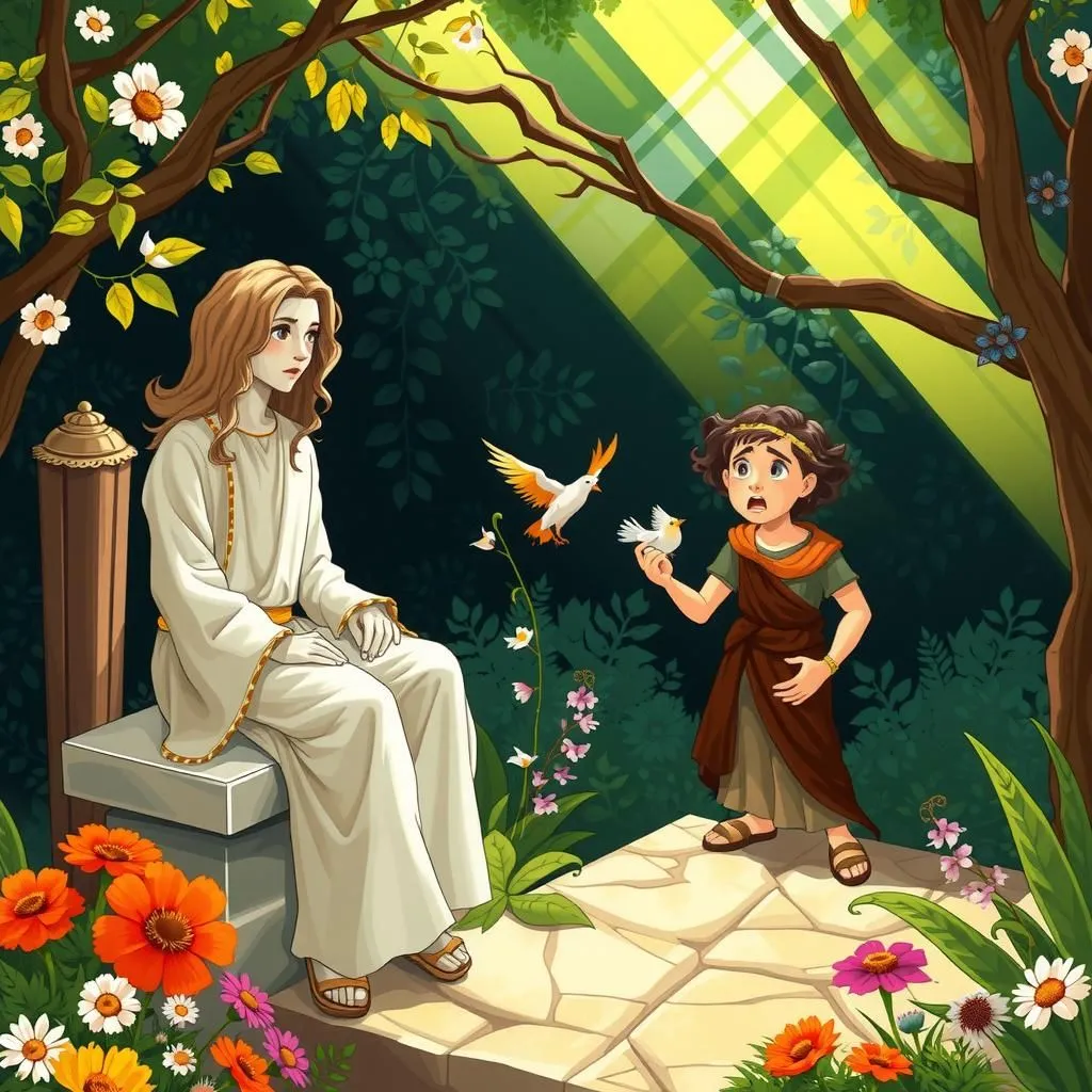 Ang Oracle at ang Masama. - Aesop's Fable illustration featuring Ang Oracle and  ang Impious
