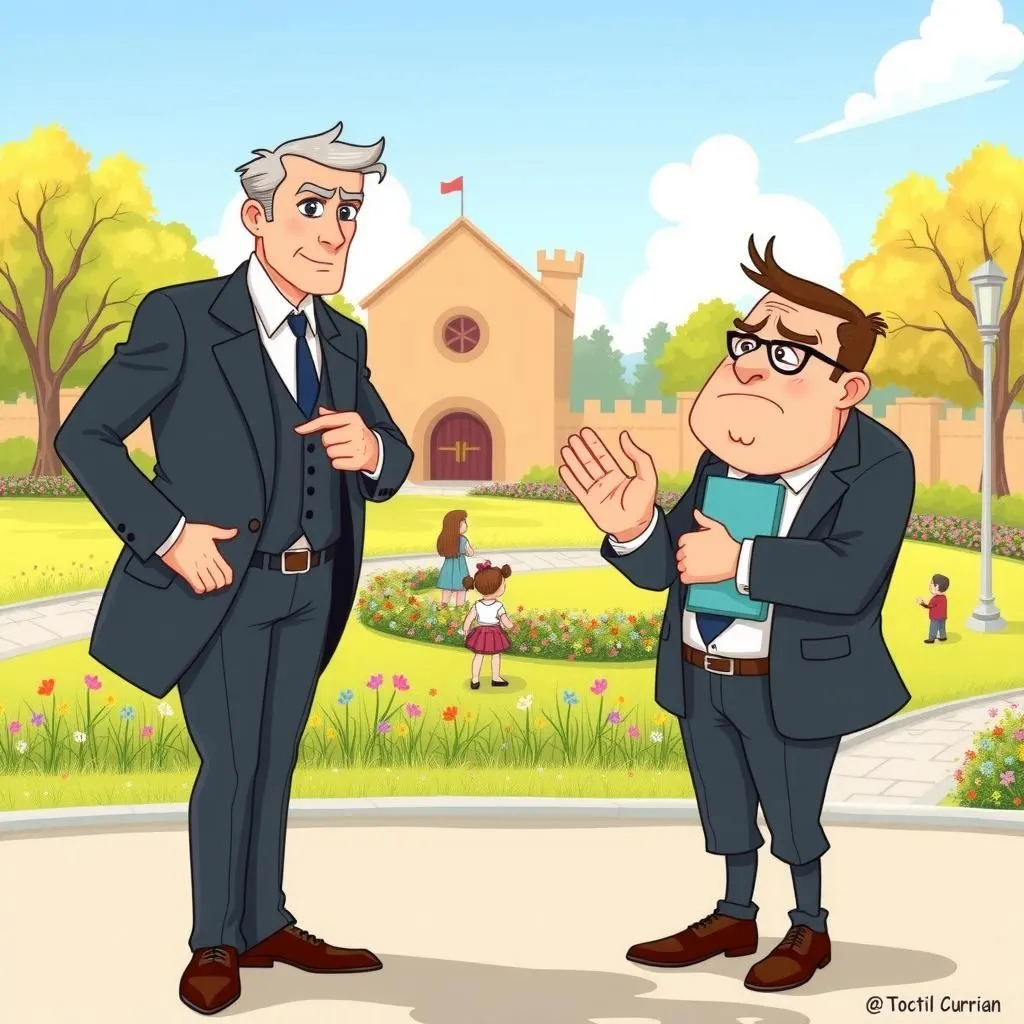 Ang Tagapamahala ng Partido at ang Ginoo. - Aesop's Fable illustration featuring Tagapamahala ng Partido and  Ginoo.