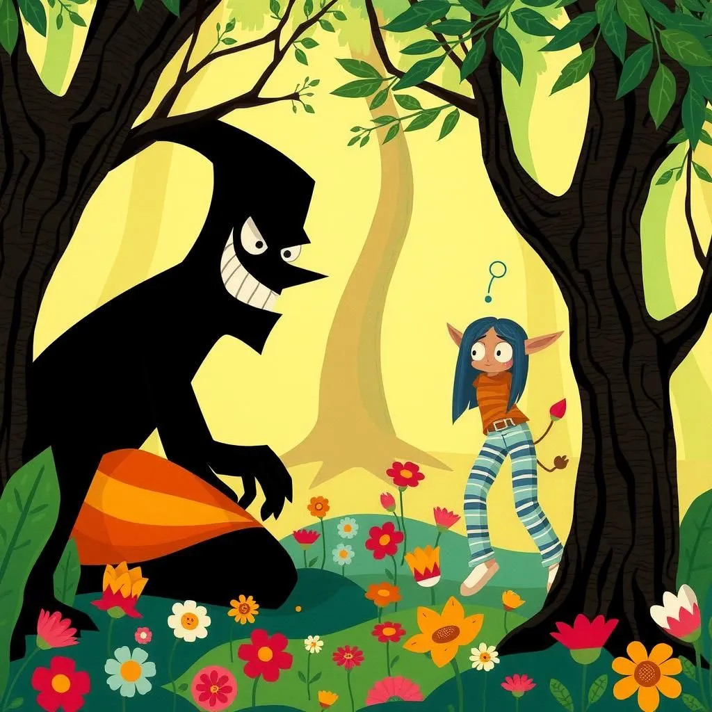 Il Prerogativo della Forza - Aesop's Fable illustration featuring Calunnia and  Ritrattazione