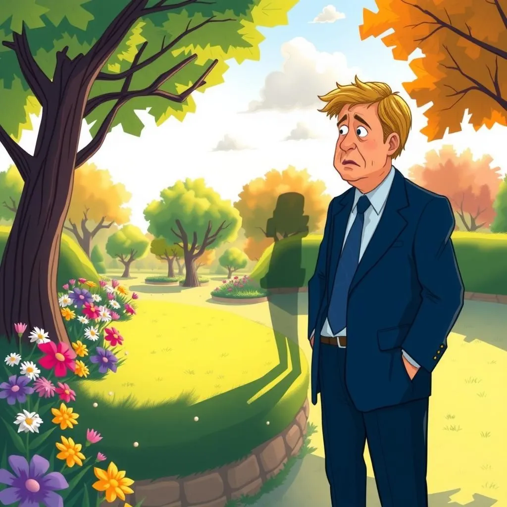 The Shadow of the Leader - Aesop's Fable illustration featuring POLITICAL Leader and  Shadow