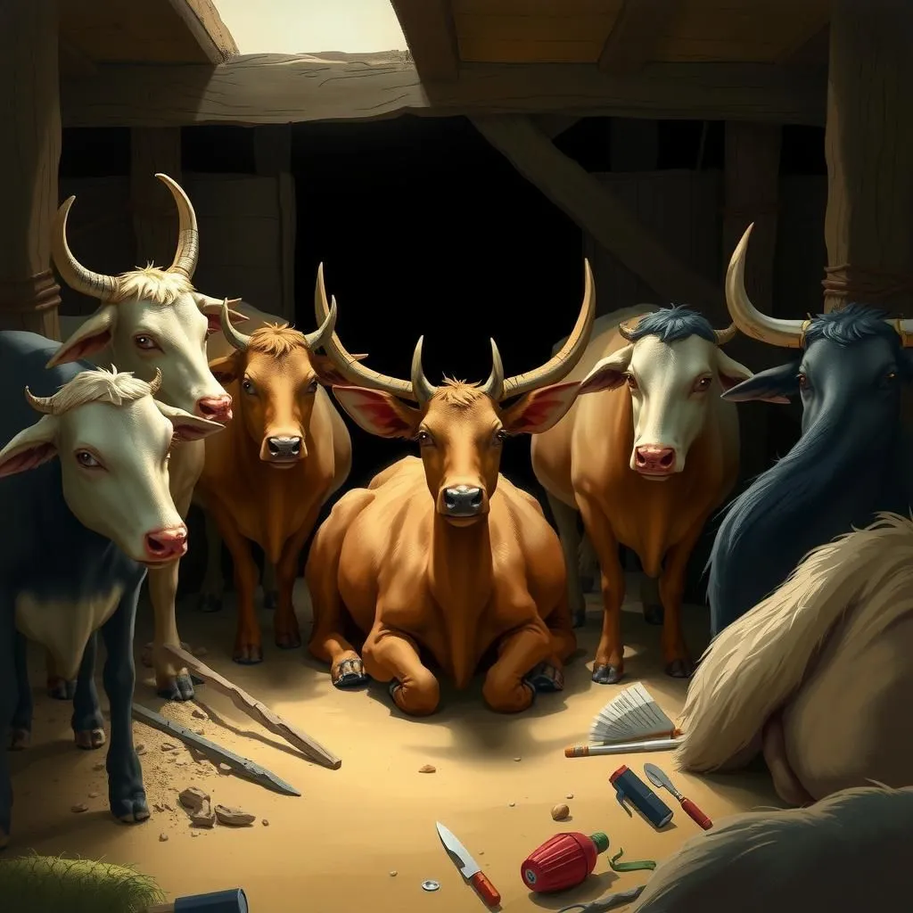 The Stag in the Ox-Stall - Aesop's Fable illustration featuring Stag and  Ox