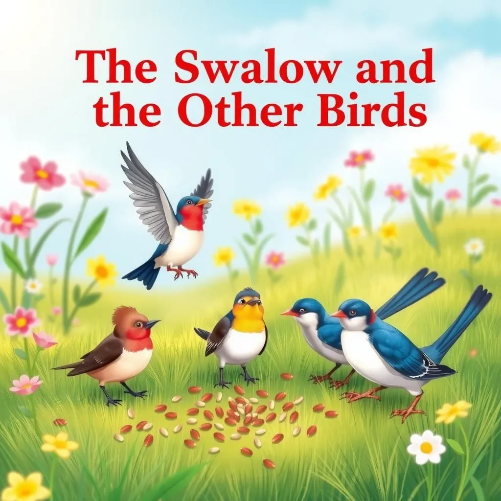 The Swallow and the Other Birds - Aesop's Fable illustration featuring Countryman and  Swallow