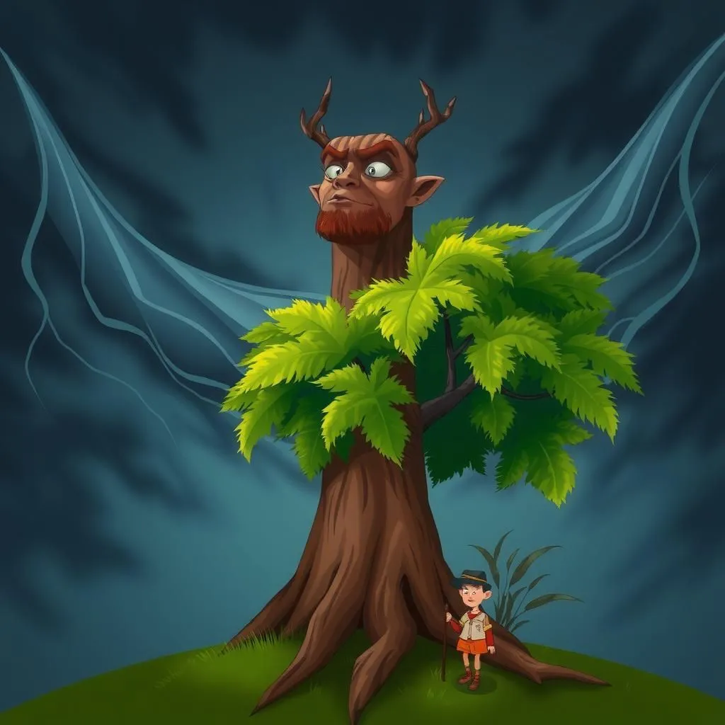 చెట్టు మరియు బెండ. - Aesop's Fable illustration featuring చెట్టు and  బెండ.