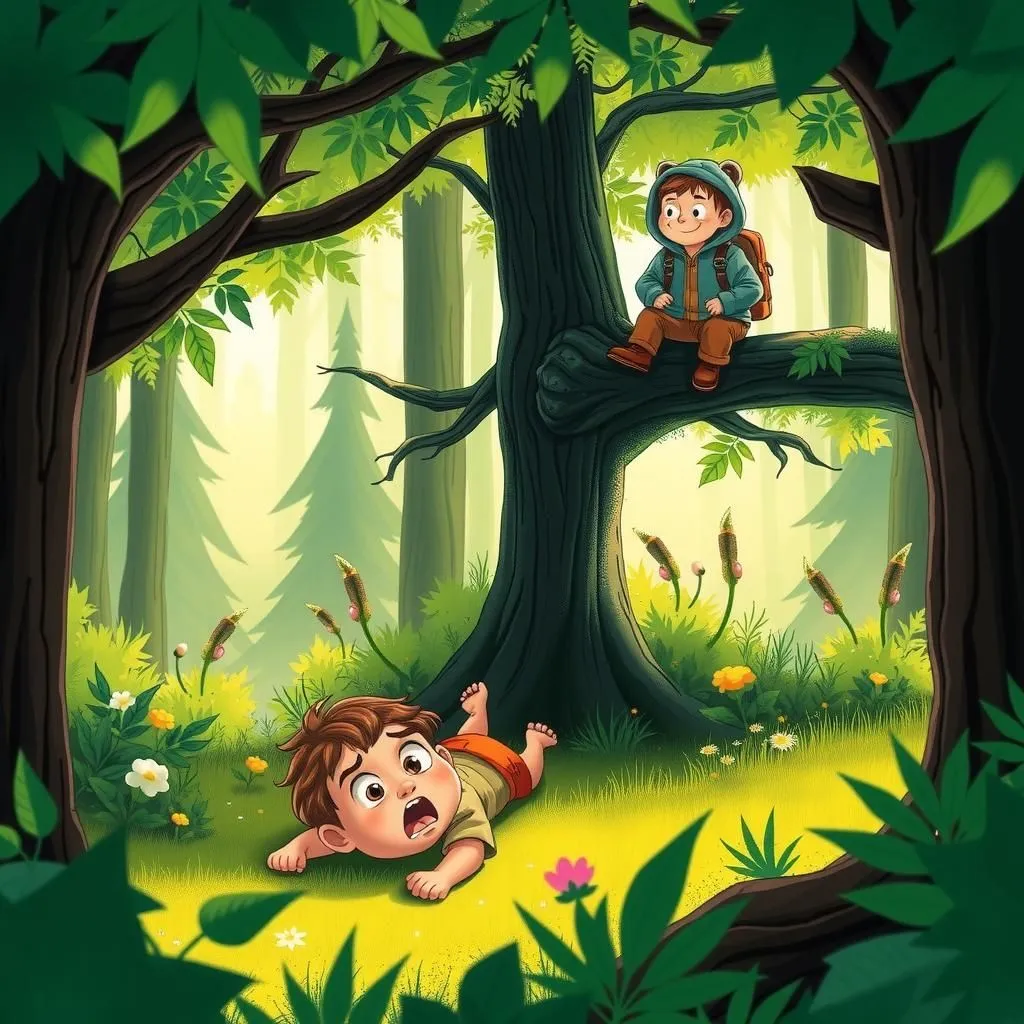 Ang Dalawang Kasama at ang Oso - Aesop's Fable illustration featuring Dalawang Kasama and  Oso