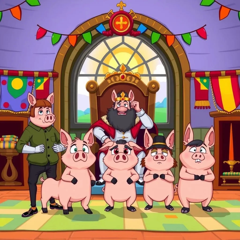 The Various Delegation - Aesop's Fable illustration featuring The King of Wideout and  The Spokesman of the Three Persons