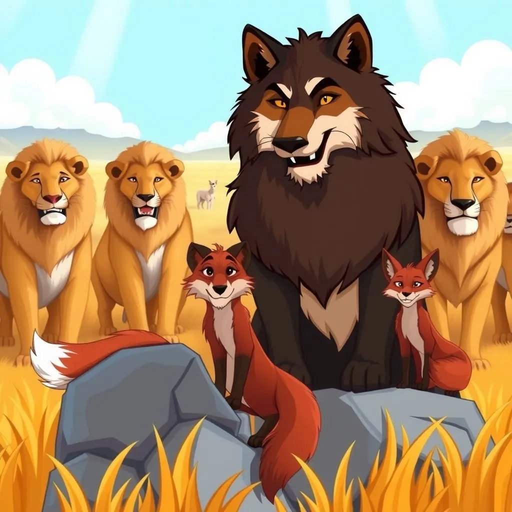 తోడేలు మరియు నక్క.