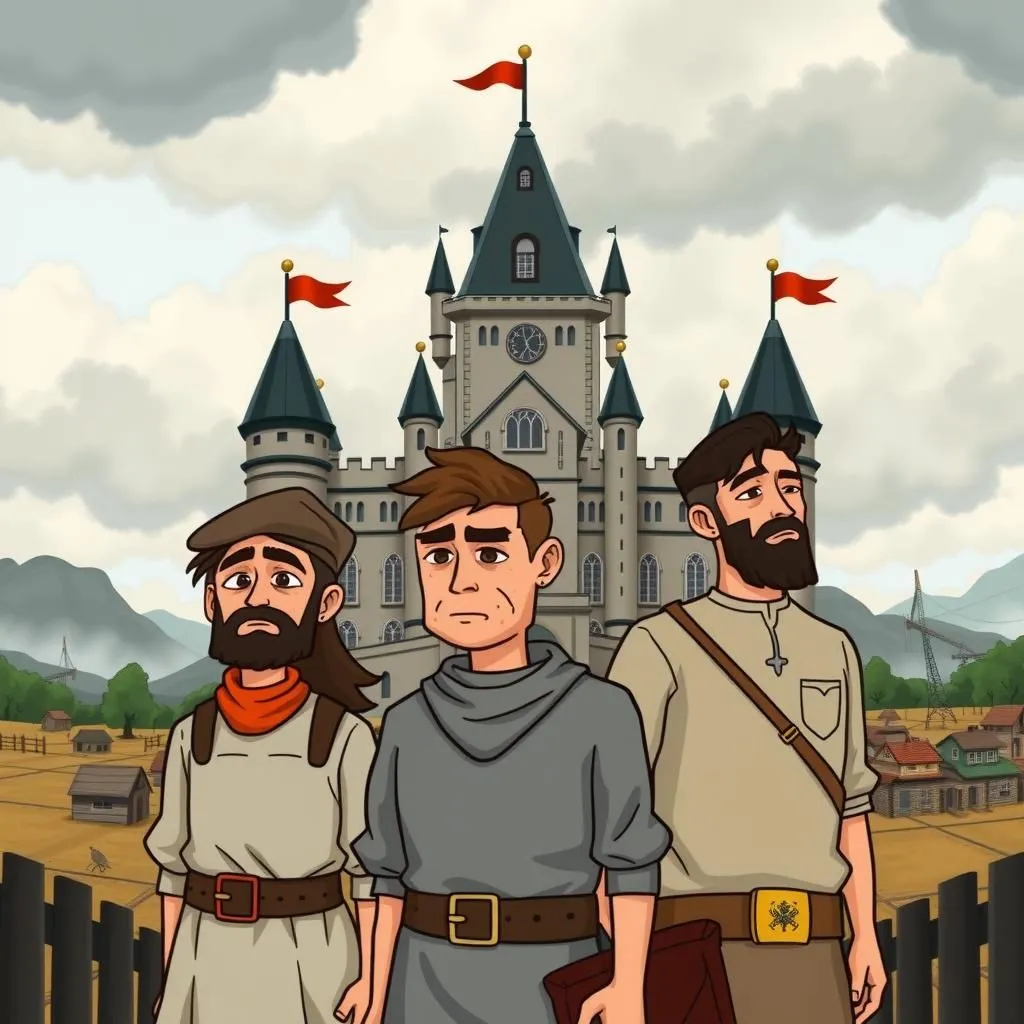 Tre Reclute - Aesop's Fable illustration featuring Contadino and  Artigiano