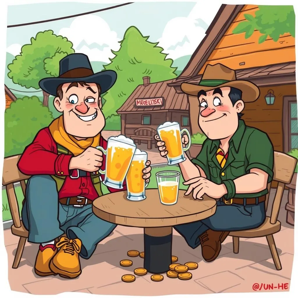 Two Footpads - Aesop's Fable illustration featuring First Footpad and  Second Footpad